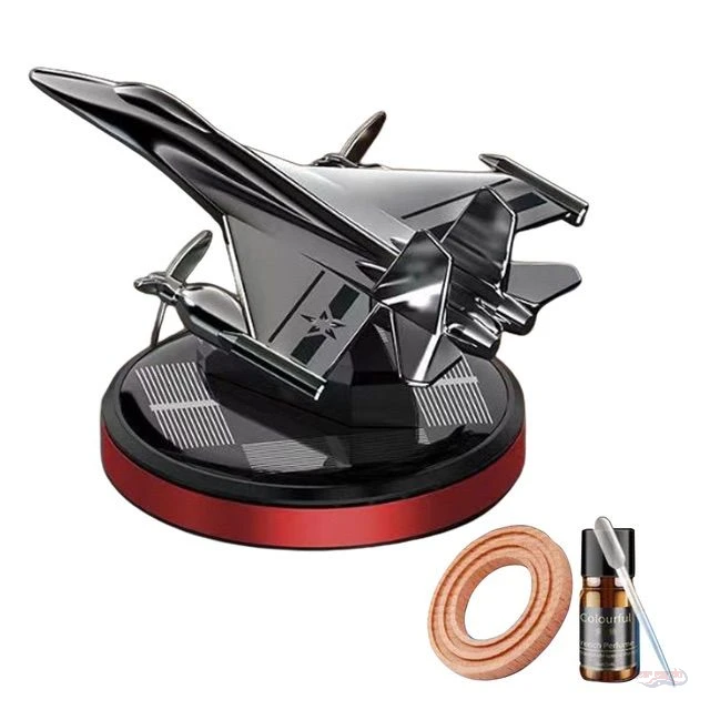 Solar Power Jet Plane Aircraft Auto Car Rotate Aroma Air Freshener Perfume Diffuser Home Decor - Gearmandu
