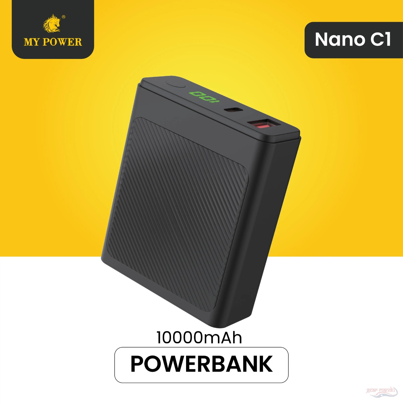 MYPower 10000mah Small Size Portable Fast Charging PD Q.C 3.0 22.5w| Digital display|Pocket Power Bank |Type C Output Input| USB Output | Dual Output | fastcharging Support| Nanoc1 - Gearmandu