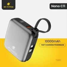 Mypower 10000mah fast charging Powerbank | 22.5W Fast Charging | ultra portable powerbank | Attached cable Type-c And Ios| pd charging | Nanoc11 - Gearmandu