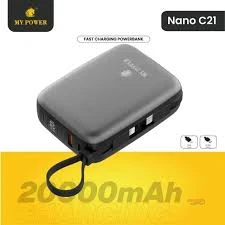 Mypower 20000mah fast charging Powerbank | 22.5W Fast Charging | ultra portable powerbank | Attached cable Type-c And Ios| pd charging | Nanoc21 - Gearmandu