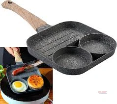 Non-brand Egg frying pan, 3-cup egg cooker, frying pan, non-stick medical stone, multi-egg pan, frying pan with long handle, suitable for gas cookers - Gearmandu