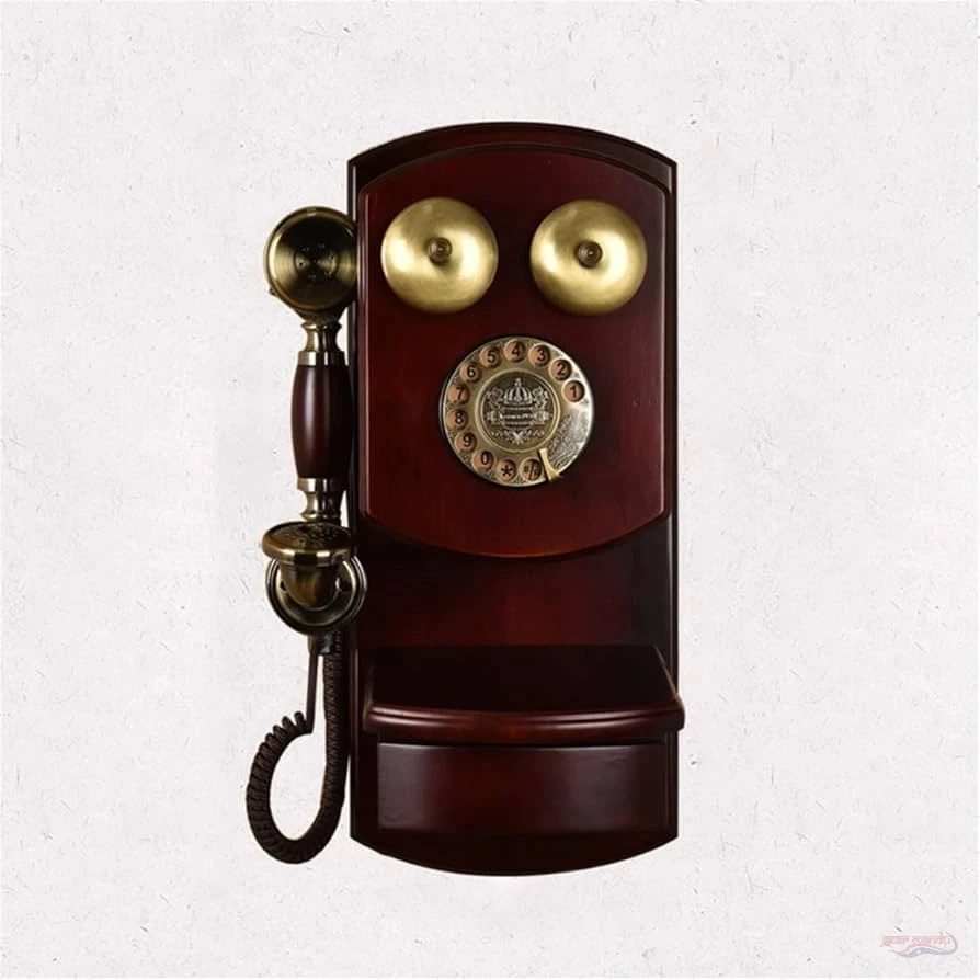 Wall Mounted Vintage Telephone Phone With Drawer, Button / Rotary Dial, Adjustable Classic Ringtone - Gearmandu