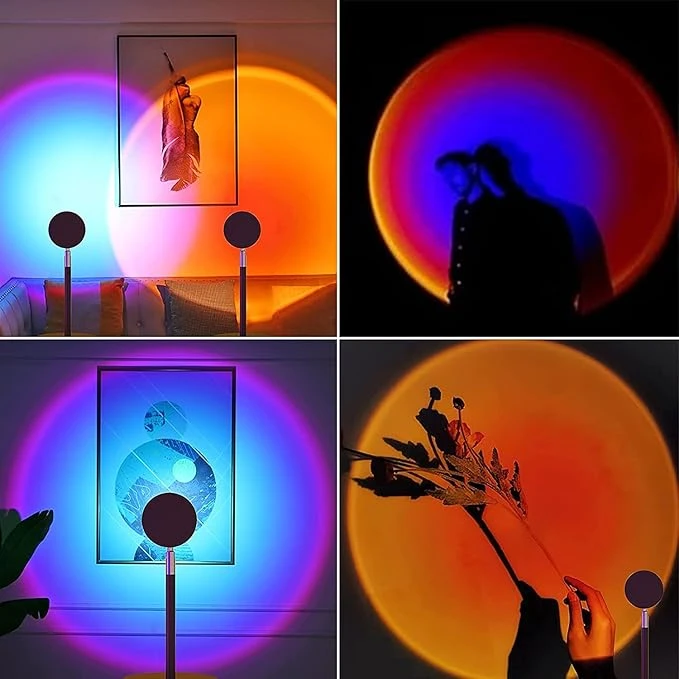 Sunset Lamp, 360° Rotation Sunset Projector Light, 6 Colors Rainbow Projection Night Light, USB LED Atmosphere Lamp for Selfie, Photography, Bedroom Decor, Living Room & Home Ambiance Lighting - Image 1 - Gearmandu