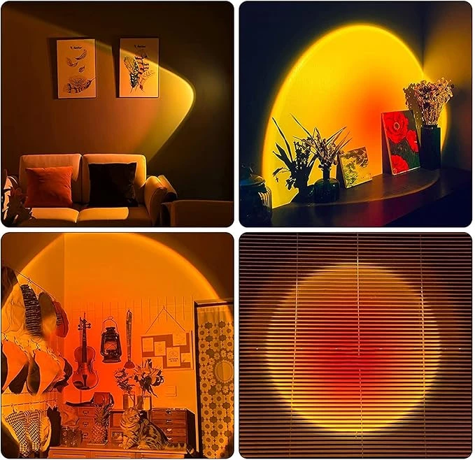 Sunset Lamp, 360° Rotation Sunset Projector Light, 6 Colors Rainbow Projection Night Light, USB LED Atmosphere Lamp for Selfie, Photography, Bedroom Decor, Living Room & Home Ambiance Lighting - Image 2 - Gearmandu