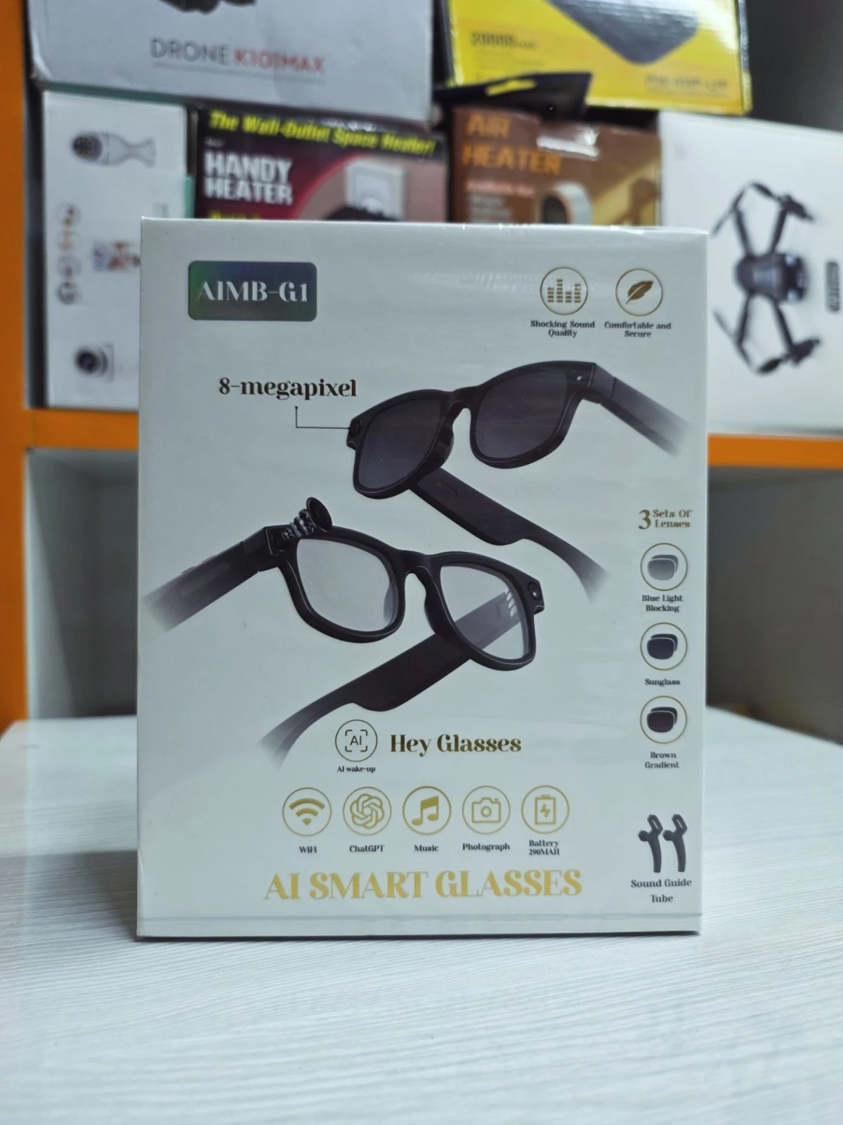 AiMB-G1 Bluetooth Voice Control Smart Glasses W/8MP, 1080p Camera - Gearmandu