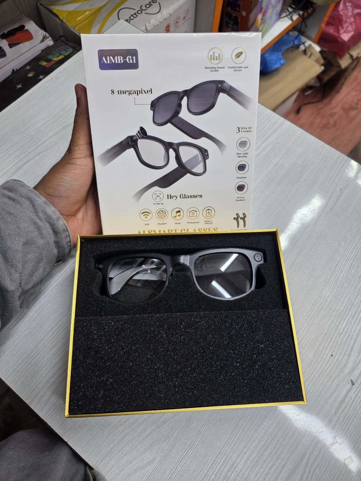 AiMB-G1 Bluetooth Voice Control Smart Glasses W/8MP, 1080p Camera - Image 1 - Gearmandu